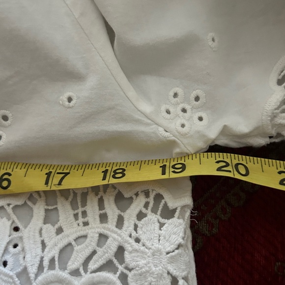 Sundance White Cotton Eyelet Lace Boho princess Blouse Tassel Tie Peasant  PS - Picture 11 of 13